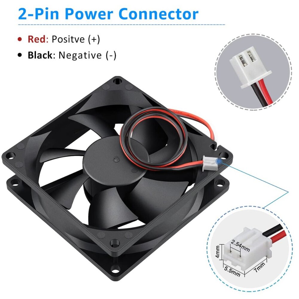 2 Pack 80mm x 25mm Dual Ball Bearings High Speed 4500RPM 12V DC Brushless Coolin - Picture 5 of 8